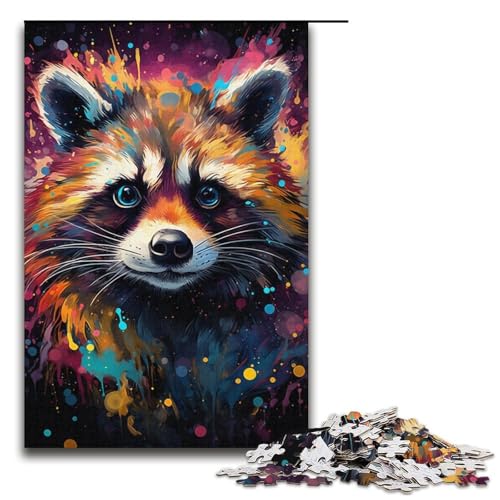 1000-teiliges Puzzle für Erwachsene Bunte Waschbär-Puzzles Geburtstagsgeschenke für Teenager ab 14 Jahren 1000 Teile (38 x 26 cm) von mowenbingpeng