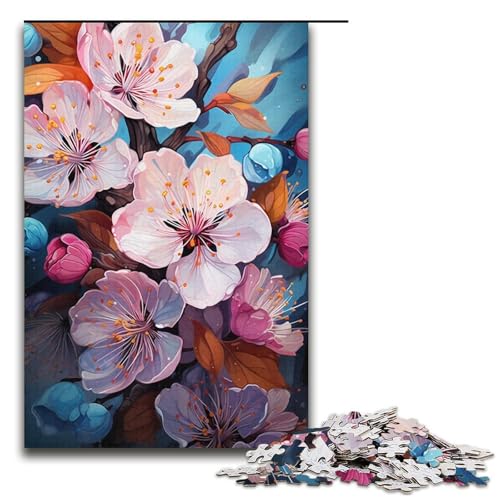 1000-teiliges Puzzle für Erwachsene Bunte psychedelische Pflaumenblüten Puzzle für Erwachsene Holzpuzzle anspruchsvolles Spiel 1000 Teile (38 x 26 cm) von mowenbingpeng