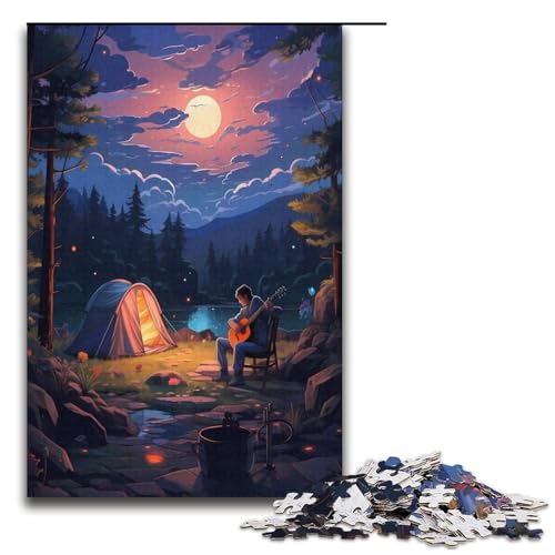 1000 teiliges Puzzle für Erwachsene Camping am See Holzpuzzle für Erwachsene Lernspiel Herausforderungsspielzeug 1000 Teile (38 x 26 cm) von mowenbingpeng