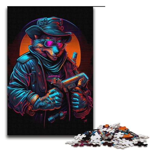 1000-teiliges Puzzle für Erwachsene Cooles Bären-Puzzle für Lernspiele Herausforderung Spielzeug Kunstwerk Geschenk 1000 Teile (38 x 26 cm) von mowenbingpeng