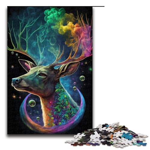 1000-teiliges Puzzle für Erwachsene Cosmic Trippy Deer Puzzle Hands-on-Spiel 1000 Teile (75 x 50 cm) von mowenbingpeng