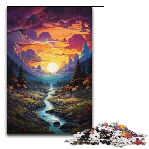 1000-teiliges Puzzle für Erwachsene Creek Under Sunset Puzzle praktisches Spiel 1000 Teile (38 x 26 cm) von mowenbingpeng