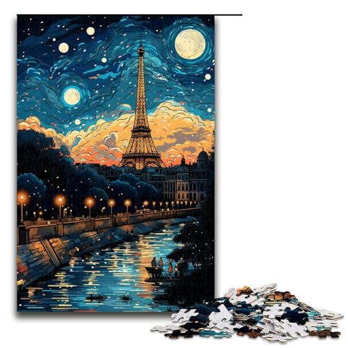 1000-teiliges Puzzle für Erwachsene Eiffelturm in Paris Puzzle für Erwachsene Holzpuzzle anspruchsvolles Spiel 1000 Teile (75 x 50 cm) von mowenbingpeng