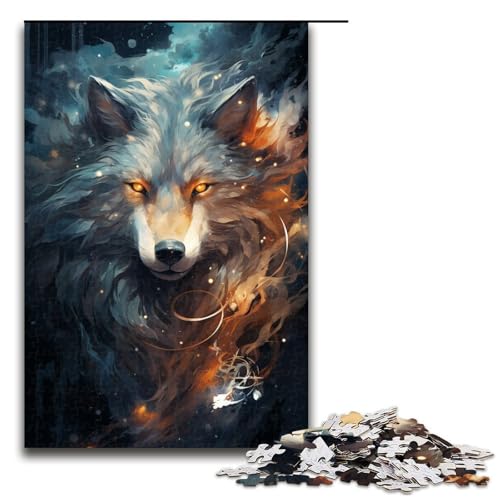 1000-teiliges Puzzle für Erwachsene Energetic Wolf Puzzle für Erwachsene Holzpuzzle anspruchsvolles Spiel 1000 Teile (75 x 50 cm) von mowenbingpeng