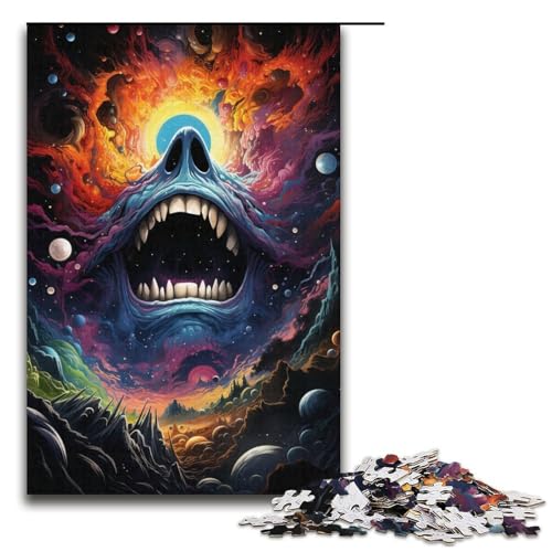 1000-teiliges Puzzle für Erwachsene Fantasie-Monster Holzpuzzle für Erwachsene und Kinder Stressabbau-Tool 1000 PCS (38 x 26 cm) von mowenbingpeng
