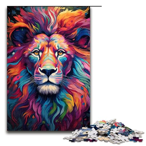 1000-teiliges Puzzle für Erwachsene Fantasie-Puzzle mit Buntem Löwenmotiv Holzpuzzle anspruchsvolles Spiel 1000 Teile (75 x 50 cm) von mowenbingpeng