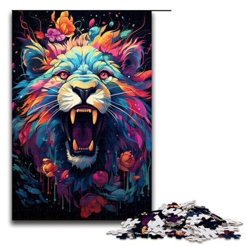1000-teiliges Puzzle für Erwachsene Fantasie-Puzzle mit Buntem Löwenmotiv Lernspiel Herausforderung Spielzeug Kunstwerk Geschenk 1000 Teile (75 x 50 cm) von mowenbingpeng