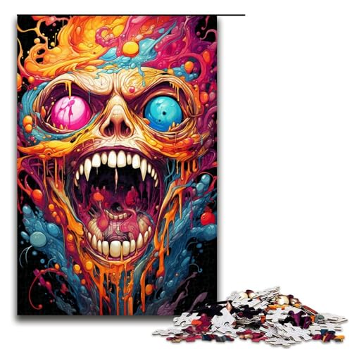 1000-teiliges Puzzle für Erwachsene Fantasie-Puzzle mit Buntem Totenkopf Holzpuzzle anspruchsvolles Spiel 1000 Teile (75 x 50 cm) von mowenbingpeng