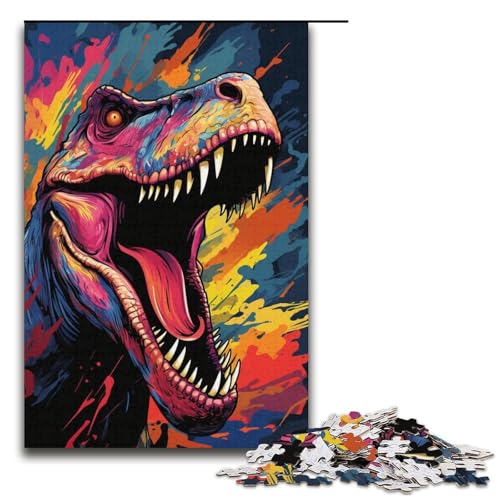 1000-teiliges Puzzle für Erwachsene Fantasie-Puzzle mit bunten Dinosauriern Lernspiel Herausforderung Spielzeug Kunstwerk Geschenk 1000 Teile (38 x 26 cm) von mowenbingpeng