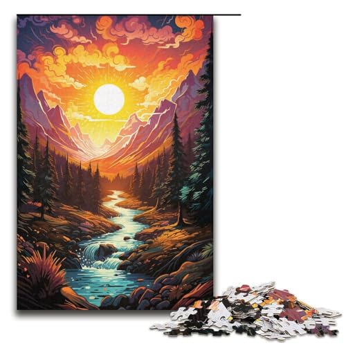 1000-teiliges Puzzle für Erwachsene Fantasie farbenfrohe Flusslandschaft Puzzle praktisches Spiel 1000 Teile (38 x 26 cm) von mowenbingpeng
