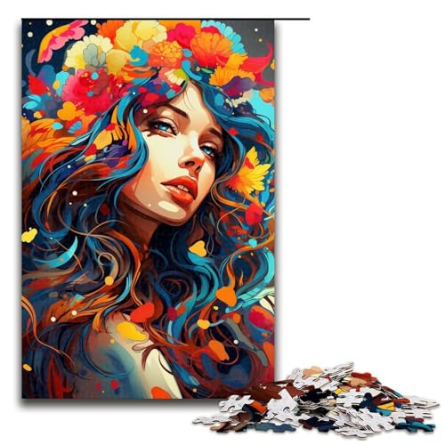 1000-teiliges Puzzle für Erwachsene Fantasie farbenfrohe schöne Frau Puzzle für Lernspiele Herausforderung Spielzeug Kunstwerk Geschenk 1000 PCS (75 x 50 cm) von mowenbingpeng
