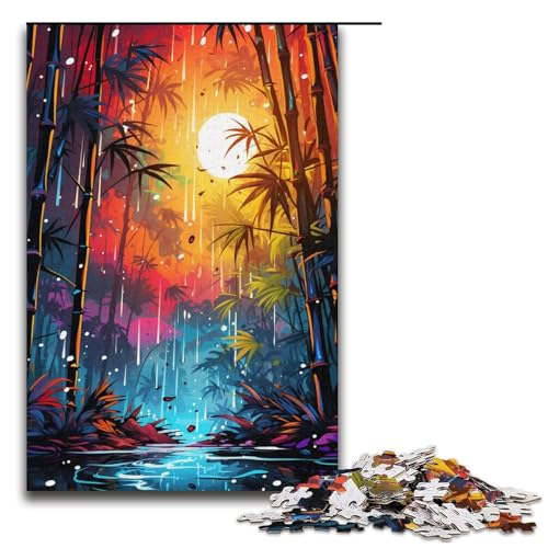 1000-teiliges Puzzle für Erwachsene Fantasie farbenfrohes schönes Bambus-Puzzle für Lernspiele Herausforderung Spielzeug Kunstwerk Geschenk 1000 Teile (38 x 26 cm) von mowenbingpeng