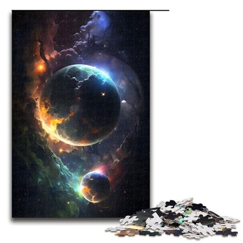1000-teiliges Puzzle für Erwachsene Farben der Galaxie Holzpuzzle für Erwachsene Lernspiel Herausforderungsspielzeug 1000 Teile (75 x 50 cm) von mowenbingpeng