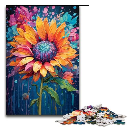 1000-teiliges Puzzle für Erwachsene Farbgemälde von Sonnenblumen Puzzle für Lernspiele Herausforderung Spielzeug Kunstwerk Geschenk 1000 PCS (75 x 50 cm) von mowenbingpeng