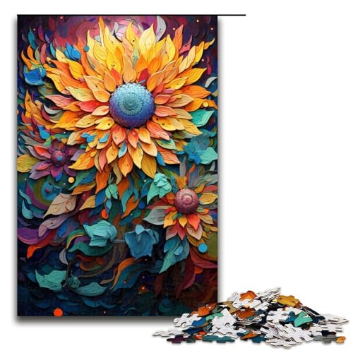 1000-teiliges Puzzle für Erwachsene Farbgemälde von Sonnenblumen Puzzle für Lernspiele Herausforderung Spielzeug Kunstwerk Geschenk 1000 PCS (75 x 50 cm) von mowenbingpeng