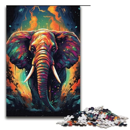 1000-teiliges Puzzle für Erwachsene Farbiger Elefant Holzpuzzle für Erwachsene und Kinder Stressabbau-Tool 1000 PCS (38 x 26 cm) von mowenbingpeng