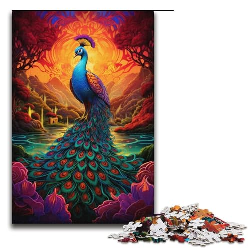 1000-teiliges Puzzle für Erwachsene Farbiger Pfau Puzzle für Lernspiele Herausforderung Spielzeug Kunstwerk Geschenk 1000 Teile (38 x 26 cm) von mowenbingpeng