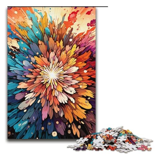 1000-teiliges Puzzle für Erwachsene Farbmalerei Blumen Holzpuzzle Lernspiel für Erwachsene Herausforderungsspielzeug 1000 Teile (38 x 26 cm) von mowenbingpeng