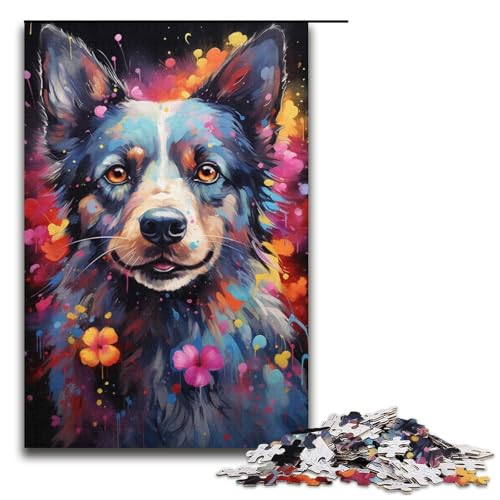 1000-teiliges Puzzle für Erwachsene Farbmalerei Hunde-Puzzle für Lernspiele Herausforderung Spielzeug Kunstwerk Geschenk 1000 PCS (38 x 26 cm) von mowenbingpeng