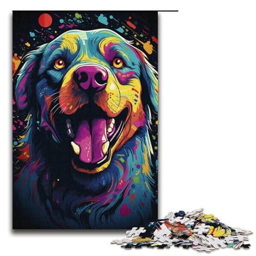 1000-teiliges Puzzle für Erwachsene Farbmalerei Hunde-Puzzle praktisches Spiel 1000 Teile (38 x 26 cm) von mowenbingpeng