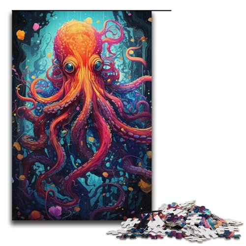 1000-teiliges Puzzle für Erwachsene Farbmalerei Oktopus-Puzzle für Lernspiele Herausforderung Spielzeug Kunstwerk Geschenk 1000 PCS (38 x 26 cm) von mowenbingpeng