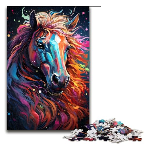1000-teiliges Puzzle für Erwachsene Farbmalerei Pferdepuzzle Geschenke Geburtstagsgeschenke für Teenager ab 14 Jahren 1000 Teile (75 x 50 cm) von mowenbingpeng