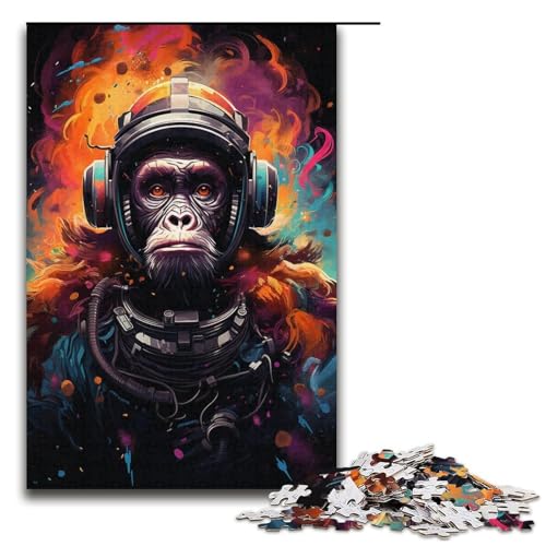 1000-teiliges Puzzle für Erwachsene Farbmalerei Pilot-Orang-Utan-Puzzle für Lernspiele Herausforderung Spielzeug Kunstwerk Geschenk 1000 PCS (38 x 26 cm) von mowenbingpeng