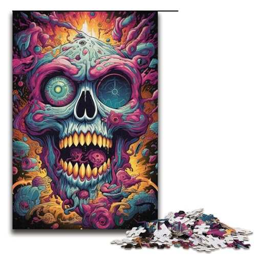 1000-teiliges Puzzle für Erwachsene Farbmalerei Totenkopf-Puzzle für Lernspiele Herausforderung Spielzeug Kunstwerk Geschenk 1000 PCS (38 x 26 cm) von mowenbingpeng