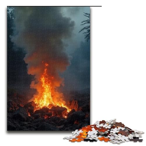 1000-teiliges Puzzle für Erwachsene Feuer im Dorf Puzzle für Lernspiele Herausforderung Spielzeug Kunstwerk Geschenk 1000 Teile (75 x 50 cm) von mowenbingpeng
