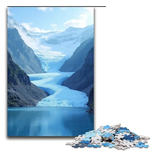1000-teiliges Puzzle für Erwachsene Flussgletscher-Puzzle für Lernspiele Herausforderung Spielzeug Kunstwerk Geschenk 1000 Teile (75 x 50 cm) von mowenbingpeng