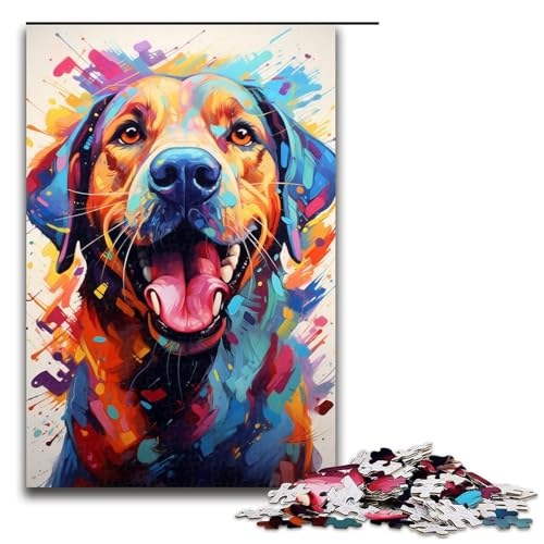1000-teiliges Puzzle für Erwachsene Hund buntes Holzpuzzle Lernspiel für Erwachsene Herausforderungsspielzeug 1000 Teile (75 x 50 cm) von mowenbingpeng
