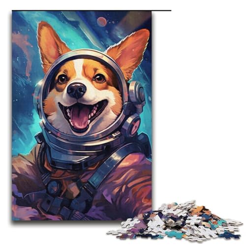 1000-teiliges Puzzle für Erwachsene Hund im Weltraum Holzpuzzle Lernspiel für Erwachsene Herausforderungsspielzeug 1000 Teile (38 x 26 cm) von mowenbingpeng