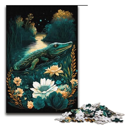 1000-teiliges Puzzle für Erwachsene Krokodil-Zauberwelt Puzzle für Lernspiele Herausforderung Spielzeug Kunstwerk Geschenk 1000 Teile (38 x 26 cm) von mowenbingpeng