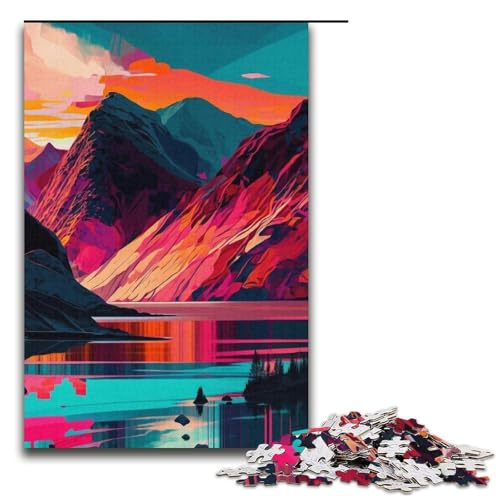 1000 teiliges Puzzle für Erwachsene Lakeside Peaks Lernspiel Herausforderung Spielzeug Kunstwerk Geschenk 1000 Teile (38 x 26 cm) von mowenbingpeng