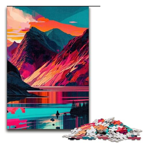 1000 teiliges Puzzle für Erwachsene Lakeside Peaks Lernspiel Herausforderung Spielzeug Kunstwerk Geschenk 1000 Teile (75 x 50 cm) von mowenbingpeng