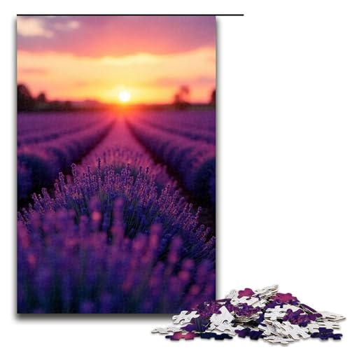 1000-teiliges Puzzle für Erwachsene Lavendel-Puzzle für Kinder Holzpuzzle Lernspiel für Erwachsene 1000 Teile (75 x 50 cm) von mowenbingpeng