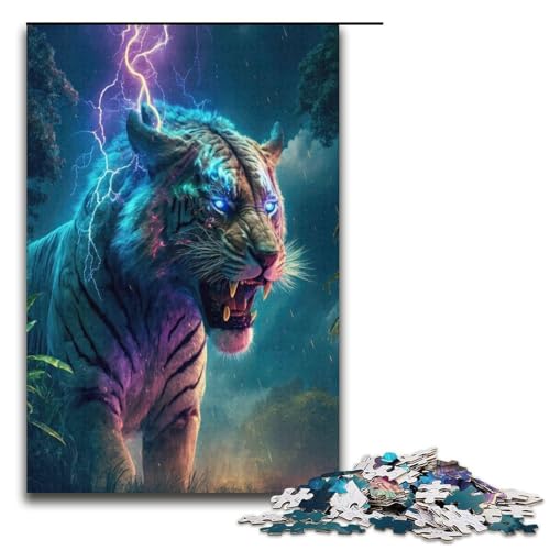 1000 teiliges Puzzle für Erwachsene Lightning Tiger Holzpuzzle für Erwachsene und Kinder Stressabbau Tool 1000 PCS (38 x 26 cm) von mowenbingpeng