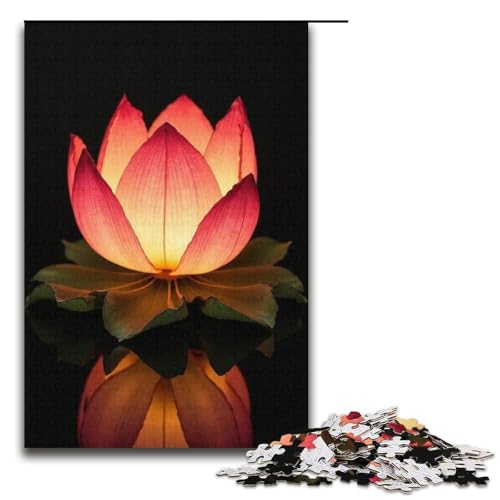 1000-teiliges Puzzle für Erwachsene Lotuslaterne Puzzle für Erwachsene Holzpuzzle anspruchsvolles Spiel 1000 Teile (38 x 26 cm) von mowenbingpeng