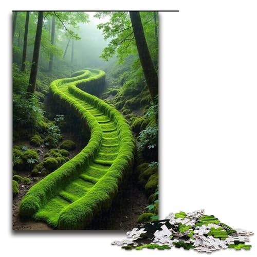 1000-teiliges Puzzle für Erwachsene Moos-Schiebepuzzle für Erwachsene Holzpuzzle anspruchsvolles Spiel 1000 Teile (75 x 50 cm) von mowenbingpeng