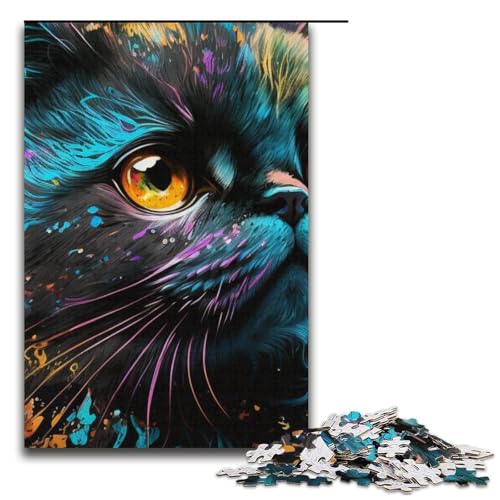 1000-teiliges Puzzle für Erwachsene Porträt Einer schönen Katze Papierpuzzle Lernspiel für Erwachsene Herausforderungsspielzeug 1000 Teile (38 x 26 cm) von mowenbingpeng