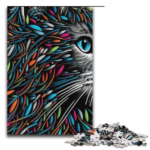 1000-teiliges Puzzle für Erwachsene Porträt Einer schönen Katze Puzzle Hands-on-Spiel 1000 Teile (38 x 26 cm) von mowenbingpeng