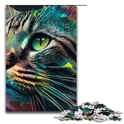 1000-teiliges Puzzle für Erwachsene Porträt Einer schönen Katze Puzzle Hands-on-Spiel 1000 Teile (75 x 50 cm) von mowenbingpeng