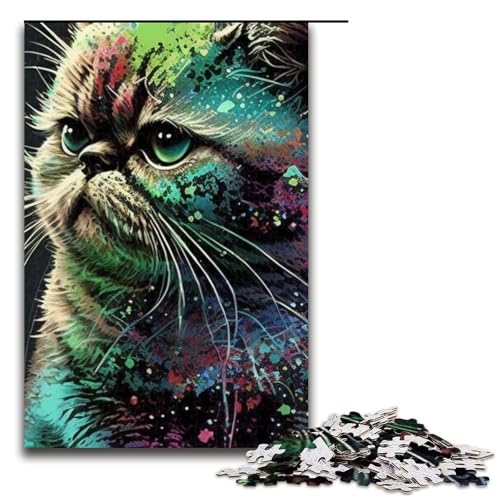 1000-teiliges Puzzle für Erwachsene Porträt Einer schönen Katze Puzzle Hands-on-Spiel 1000 Teile (75 x 50 cm) von mowenbingpeng