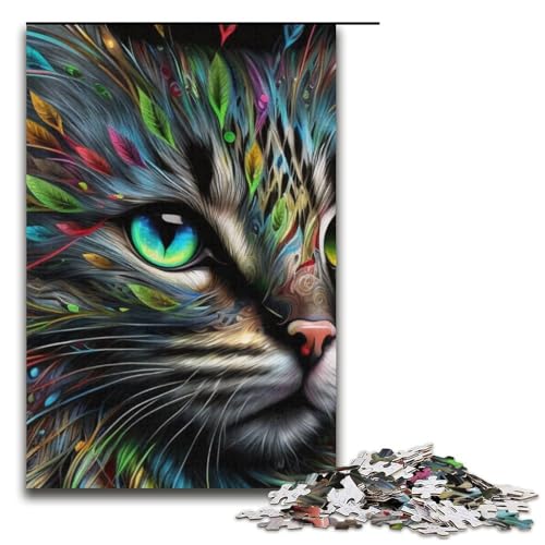 1000-teiliges Puzzle für Erwachsene Porträt Einer schönen Katze Spielpuzzle ganze Familie 1000 Teile (38 x 26 cm) von mowenbingpeng