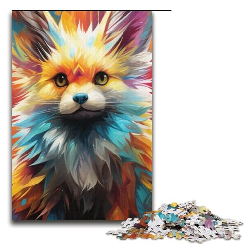 1000-teiliges Puzzle für Erwachsene Psychedelic Fox Papierpuzzle Lernspiel für Erwachsene Herausforderungsspielzeug 1000 Teile (38 x 26 cm) von mowenbingpeng