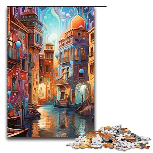 1000-teiliges Puzzle für Erwachsene Psychedelic Venice Puzzles Geburtstagsgeschenk für Teenager ab 14 Jahren 1000 Teile (75 x 50 cm) von mowenbingpeng