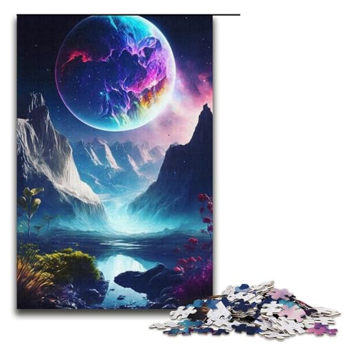 1000-teiliges Puzzle für Erwachsene Psychedelische Landschaft Puzzle für Erwachsene Papierpuzzle anspruchsvolles Spiel 1000 Teile (38 x 26 cm) von mowenbingpeng