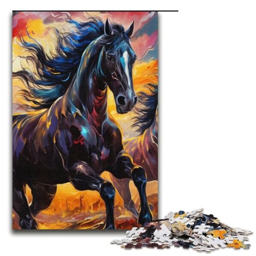 1000-teiliges Puzzle für Erwachsene Psychedelische farbige Pferde Puzzle für Kinder Papierpuzzle Lernspiel für Erwachsene 1000 Teile (38 x 26 cm) von mowenbingpeng