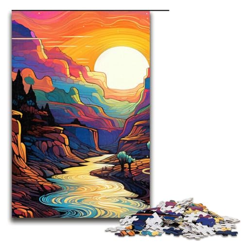 1000-teiliges Puzzle für Erwachsene Psychedelischer Grand Canyon bei Nacht Puzzle Hands-on-Spiel 1000 Teile (75 x 50 cm) von mowenbingpeng