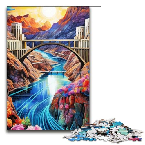 1000-teiliges Puzzle für Erwachsene Psychedelischer Hoover-Staudamm Lernspiel Herausforderung Spielzeug Kunstwerk Geschenk 1000 Teile (75 x 50 cm) von mowenbingpeng